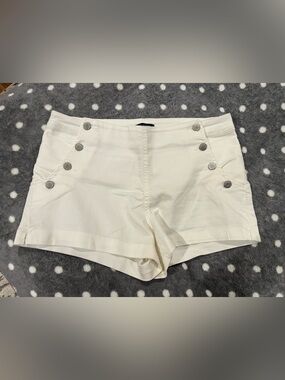 Blue Spice White High-Waist Sailor Button Shorts
